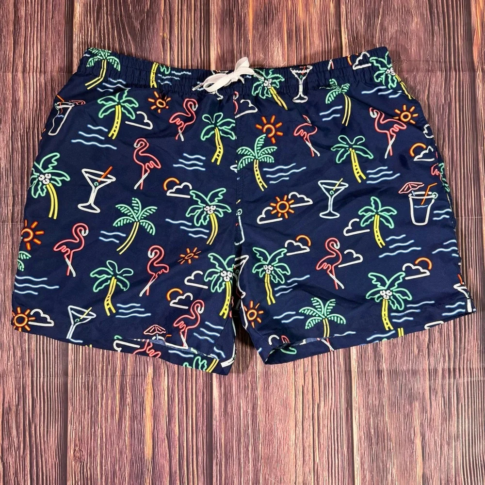 NWOT Chubbies Men's Neon‎ Lights Lined Stretch Swim Trunks 7” Size XXL